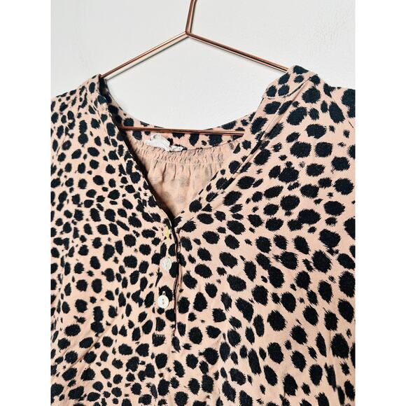 INGRID & ISABEL Brown Leopard Long Sleeve Three Button Placket Maternity Top XS - Picture 8 of 10